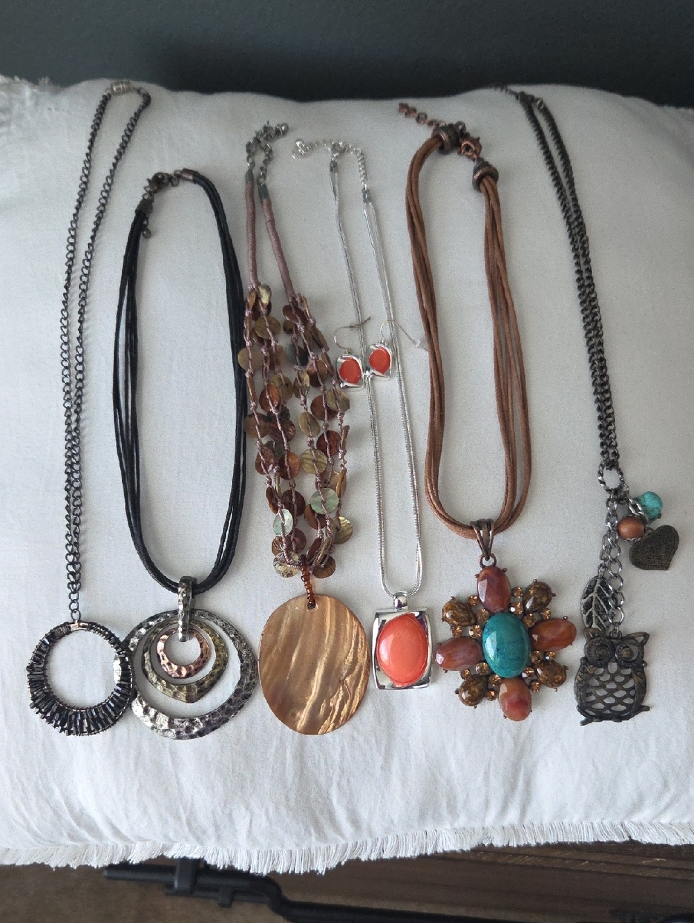 Set of 6 Women's Pendant Necklaces, 1 Set of Matching Earrings, LNWOT